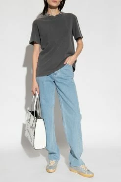 Golden Goose T-shirts T-shirt With Cabochon Crystals Gray