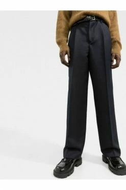 Golden Goose Broeken Straight Leg Pants With Pleats Blue