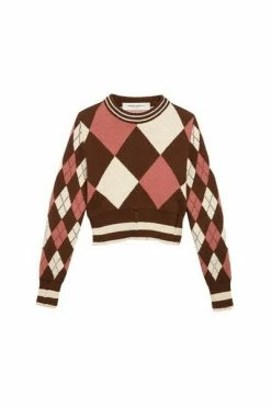 Golden Goose Sweaters Journey Knit Sweater With Check Pattern Brown -Golden Goose Verkoopwinkel 6a8c4240aca6fd627accb0dc89d21a78