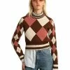 Golden Goose Sweaters Journey Knit Sweater With Check Pattern Brown -Golden Goose Verkoopwinkel 79eca2c6d116fd1a436b59e4c64d0158