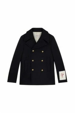 Golden Goose Jassen PEACOAT COMPACT CLOTH WOOL BLEND Blue