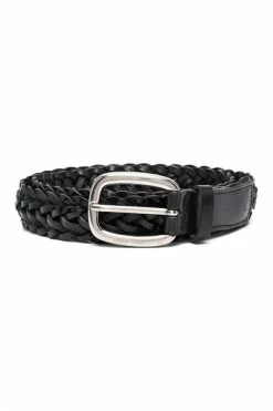 Golden Goose Riemen BELT HOUSTON WOVEN WASHED LEATHER Black