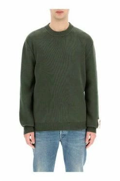 Golden Goose Truien & Vesten Distressed Cotton Sweater Green