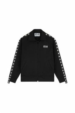 Golden Goose Hoodies & Sweatvesten STAR ZIPPED TRACK JACKET DENISE TRIACETATE LOGO STAR STRIP Black