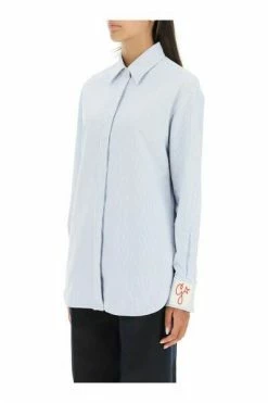 Golden Goose Longsleeve Shirts Candy-stripe Cotton Shirt Blue